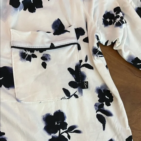 🔥Vera Wang Black & White Floral Pajama Set, Size Large Tall. 3-Piece Set 💃🏻 - Picture 10 of 14